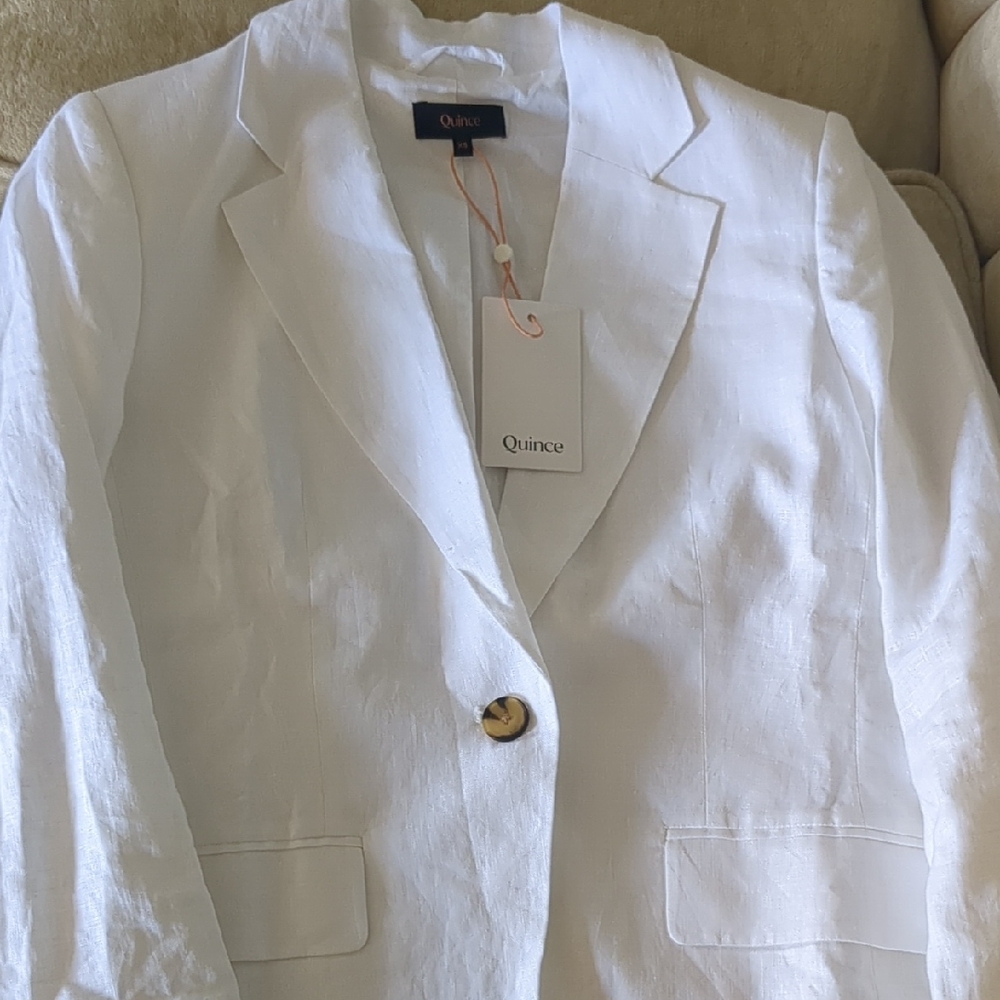 New Quince 100% European Linen Structured Blazer XS White
